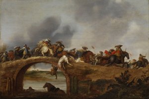 Riders Battle on a Bridge by Anthonie Palamedesz